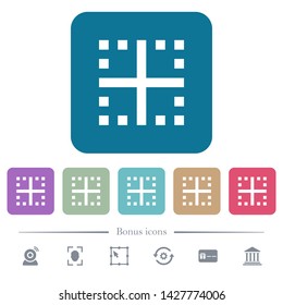Inner borders white flat icons on color rounded square backgrounds. 6 bonus icons included