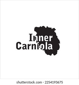 Mapa interior de Carniola y diseño de letras negras sobre fondo blanco