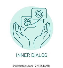 Icono de concepto de psicología de diálogo interno y autorreflexión