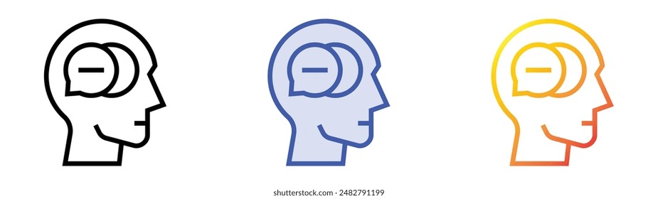 inner dialogue icon. Linear, Blue Fill and Gradient Style Design Isolated On White Background