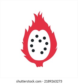 Inner dragon fruit template design vector in flat style.