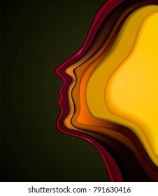 inner emotional concept, colored human profile, woman feelings