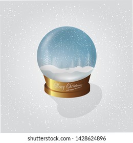 The inner glass ball has a pine garden on a snowy day with a beautiful white-vector.