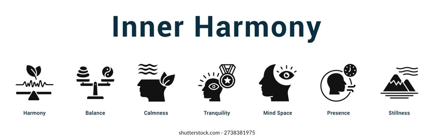 Inner Harmony  Modern and clean web banner illustration vector featuring thematic icons