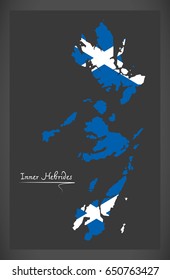 Inner Hebrides map with Scottish national flag illustration