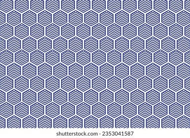 Los hexágonos interiores son de color azul Hechos en patrones de tela o fondo para varios eventos