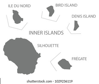 Inner Islands map of Seychelles grey illustration