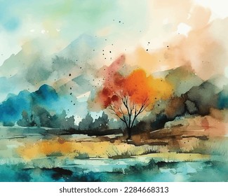 Inner Land. Seeing Never World series. Composition of colors, textures and gradient clouds as a metaphor for inner life, drama, poetry, art and design
