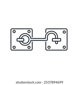 Cerradura interior. Cerca de los problemas de peligro, poner una barrera. Icono lineal de Vector aislado sobre fondo blanco.