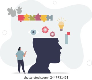 Inner mental intelligence and logic process visualization.flat vector illustration.