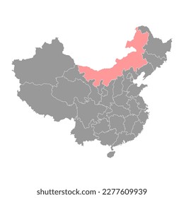 Inner Mongolia Autonomous Region map, administrative divisions of China. Vector illustration.