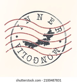 Inner Mongolia, China Stamp Map Postal. Silhouette. Passport Round Design. Vector Icon. Design Retro Travel National Symbol.