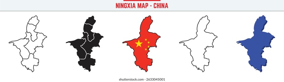 Inner Mongolia Province Map Outline with China Inset – 3D Inner Mongolia Map Outline and Filled Vector Design