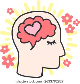 Inner Peace and Happiness Positive Mindset Art. Perfect for content about mindfulness, mental wellness campaigns, emotional intelligence, therapy, psychology, and mental health awareness