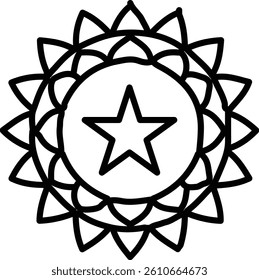 Inner Peace Mandala Vector Line Icon Design