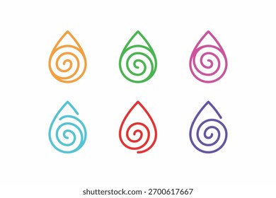 Inner Power Abstract Concept Logo with Spiral and Water Drop Sign Symbol Linear Icon