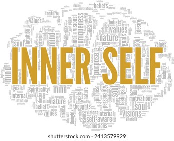 Inner Self word cloud conceptual design isolated on white background.