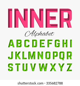 Inner shadow alphabet. Vector.