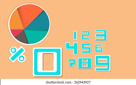 inner shadow of Pie graph and number 0-9 of percentage - illustration and vector esp 10