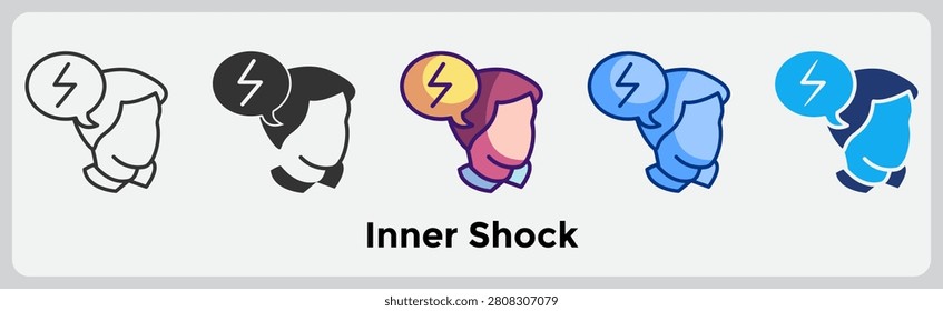 Inner Shock icon for representing internal impact systems, sudden emotional disruption, and mental jolt sensations. Line, Filled, Color, Blue, Dualtone style.
