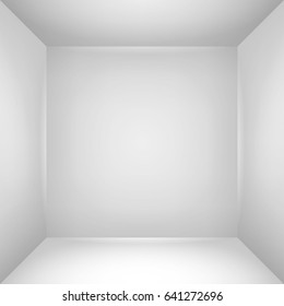 The inner space of the box. Empty white room. Vector design illustration 