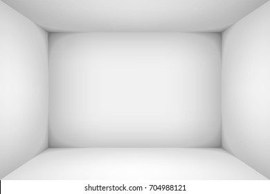 The inner space of the box. Empty white room. Vector design illustration. Mock up for you business project