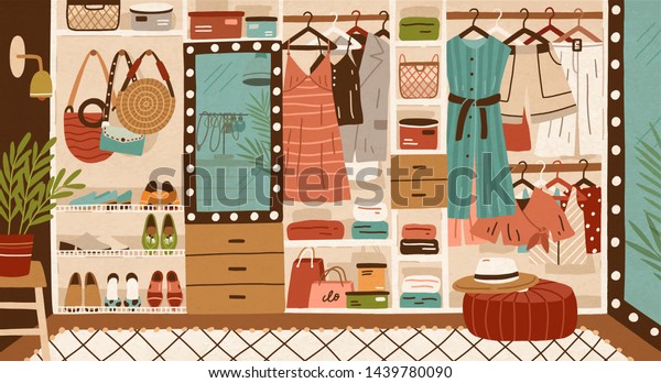 Inner Space Closet Wardrobe Female Clothes Stock Vector Royalty