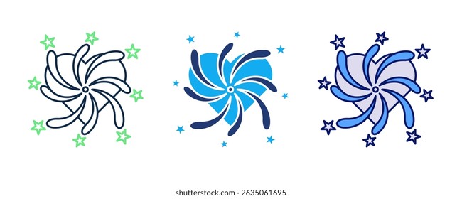 Inner Spark icon represented by Inner Spark icon Blue, Dualline, Dualtone style.