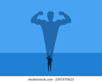 Inner Strength , man Showing Imaginative Muscles