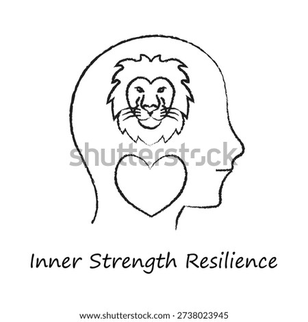 Inner Strength and Resilience Outline Icon – Mental Toughness Line Vector