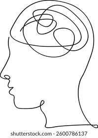 Inner Thoughts: A Single Line Head Silhouette Vector