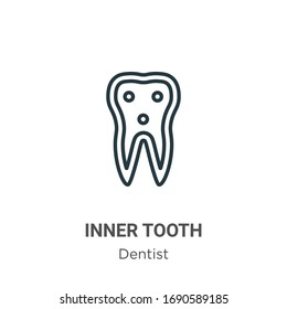 Inner tooth outline vector icon. Thin line black inner tooth icon, flat vector simple element illustration from editable dentist concept isolated stroke on white background