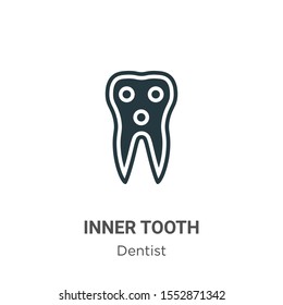 Inner tooth vector icon on white background. Flat vector inner tooth icon symbol sign from modern dentist collection for mobile concept and web apps design.
