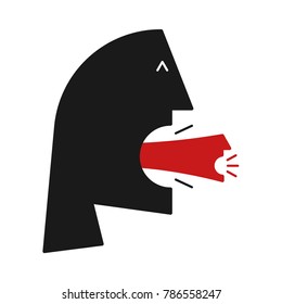 Inner Voice Speaking Illustration. Mouth coming out of a mouth. Alien Concept.