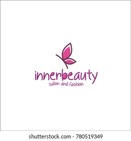 innerbeauty logo. butterfly. pink type.