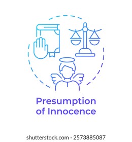 Innocence presumption blue gradient concept icon. Public trial, law equality. Legal system. Round shape line illustration. Abstract idea. Graphic design. Easy to use in infographic, presentation