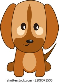 Innocent Brown Color Puppy Sitting Down. Cute Vector Illustration.