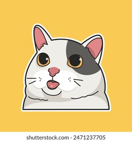 Innocent Cat Meme Sticker Vector Cute Illustration