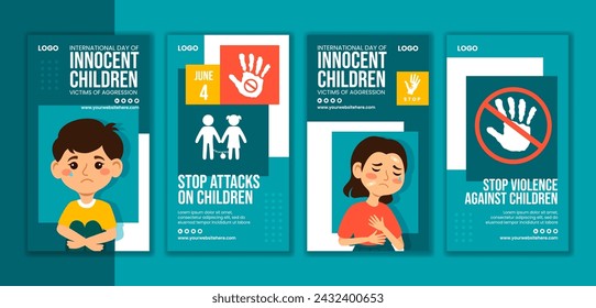 Innocent Children Victims of Aggression Social Media Stories Templates Background Illustration