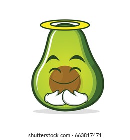 Innocent face avocado cartoon character vector illustration