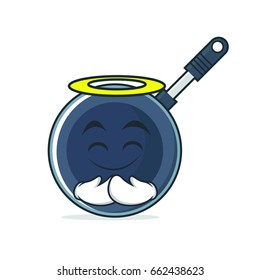 Innocent face frying pan vector art
