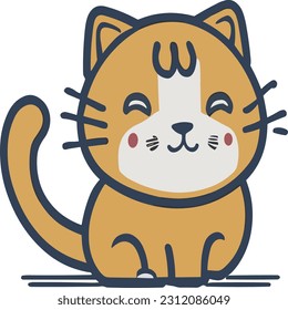 With its innocent gaze and sweet gestures, this cartoon cat in vector style will melt even the coldest of hearts.