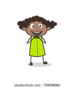 Innocent Girl Very Happy Face Vector