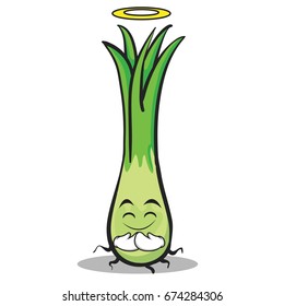Innocent leek character cartoon