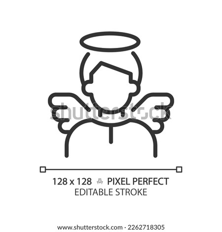 Innocent pixel perfect linear icon. Character archetype. Psychoanalytic theory. Personality trait. Honest and virtuous. Thin line illustration. Contour symbol. Vector outline drawing. Editable stroke