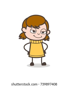 Innocent Smiling Face - Cute Cartoon Girl Illustration