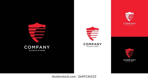 Innovate Cyber Security digital technology logo, shield logo for security data with lock key graphic idea for website security, cyber defend logo inspiration