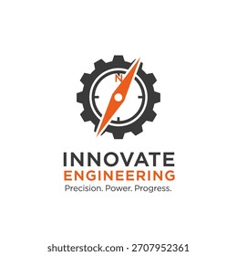 Das Logo "Innovate Engineering" zeigt eine Ausrüstung mit einem Kompass im Inneren, der Präzision, Leistung und Fortschritt bei der Entwicklung von Innovationen repräsentiert.