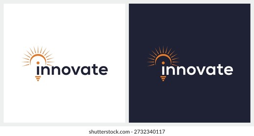 innovate logo design vector, typography light bulb logo icon concept