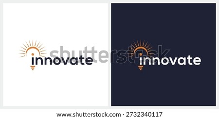 innovate logo design vector, typography light bulb logo icon concept